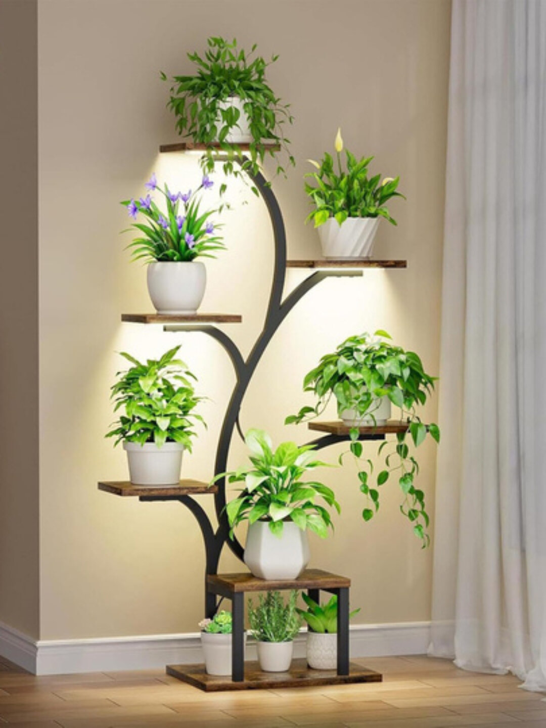 Металлическая подставка для цветов — многоярусная этажерка для растений, цветочная стойка - Коричневый