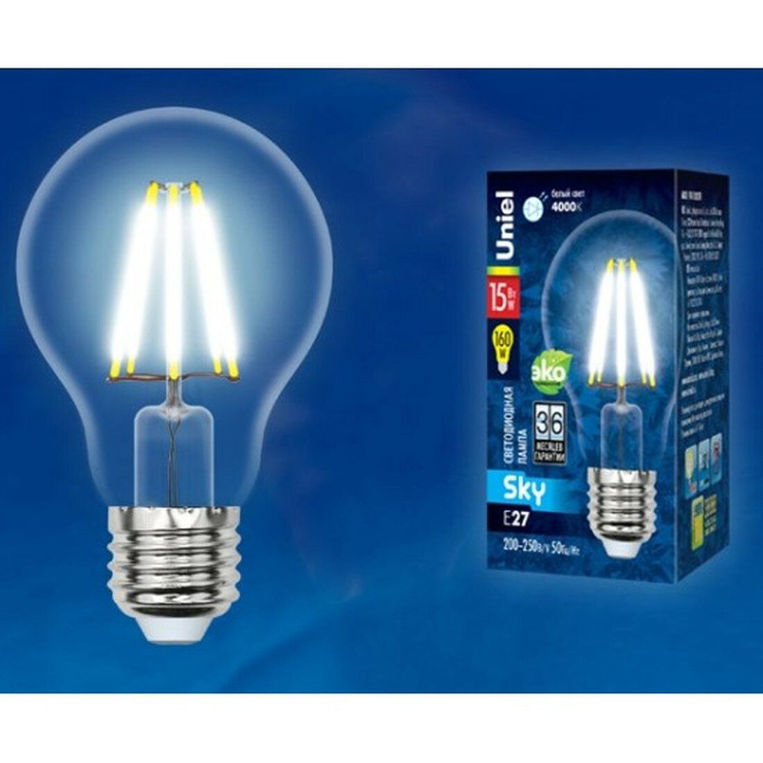 Лампа Uniel LED-A70 E27 15Вт 4000К грушевидная