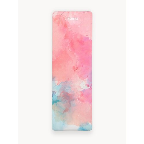Коврик для йоги и фитнеса Kama, 6 мм, нескользящий, TPE, микрофибра, пастельно-розовый