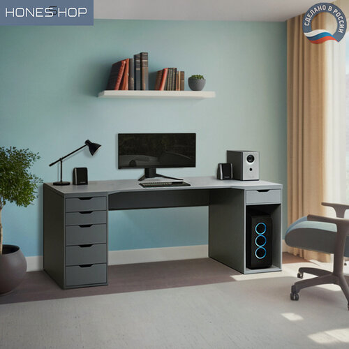 Изображение товара Игровой компьютерный стол Аскард, ЛДСП, платина, 165х70х70