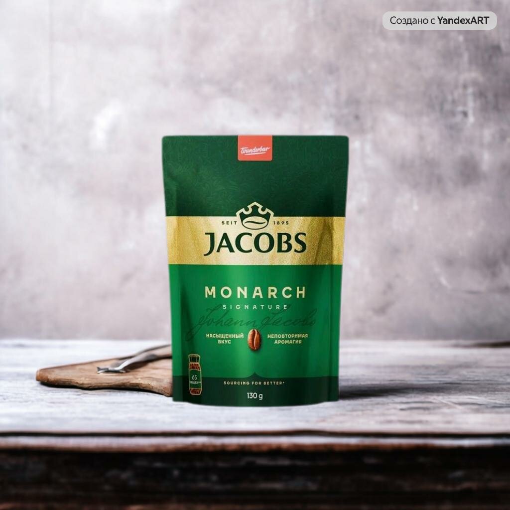 Растворимый кофе "Jacobs Monarch", 130 гр, насыщенный и богатый вкус — фото 1