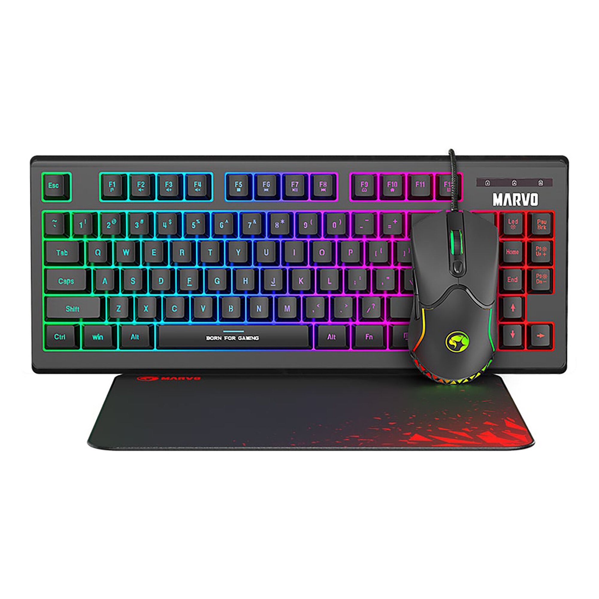 Игровой комплект клавиатура+мышь MARVO CM310 EN с RGB-подсветкой, темно-серый