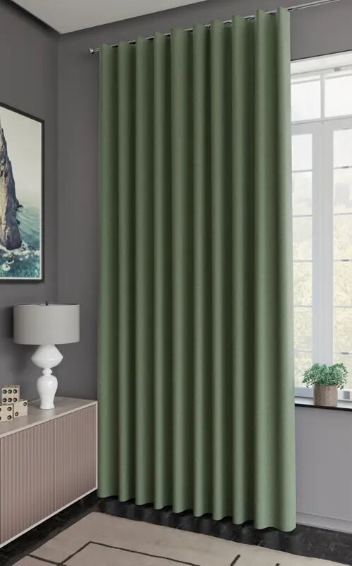Штора на ленте со скрытыми петлями Kreaforta Looks 200x260 см цвет зеленый
