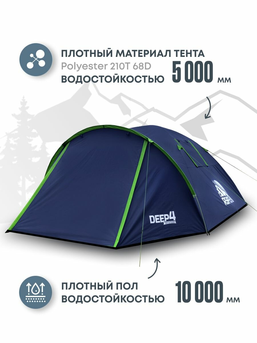 Палатка туристическая 4-х местная RSP Deep 4 (цв. синий) — фото 1