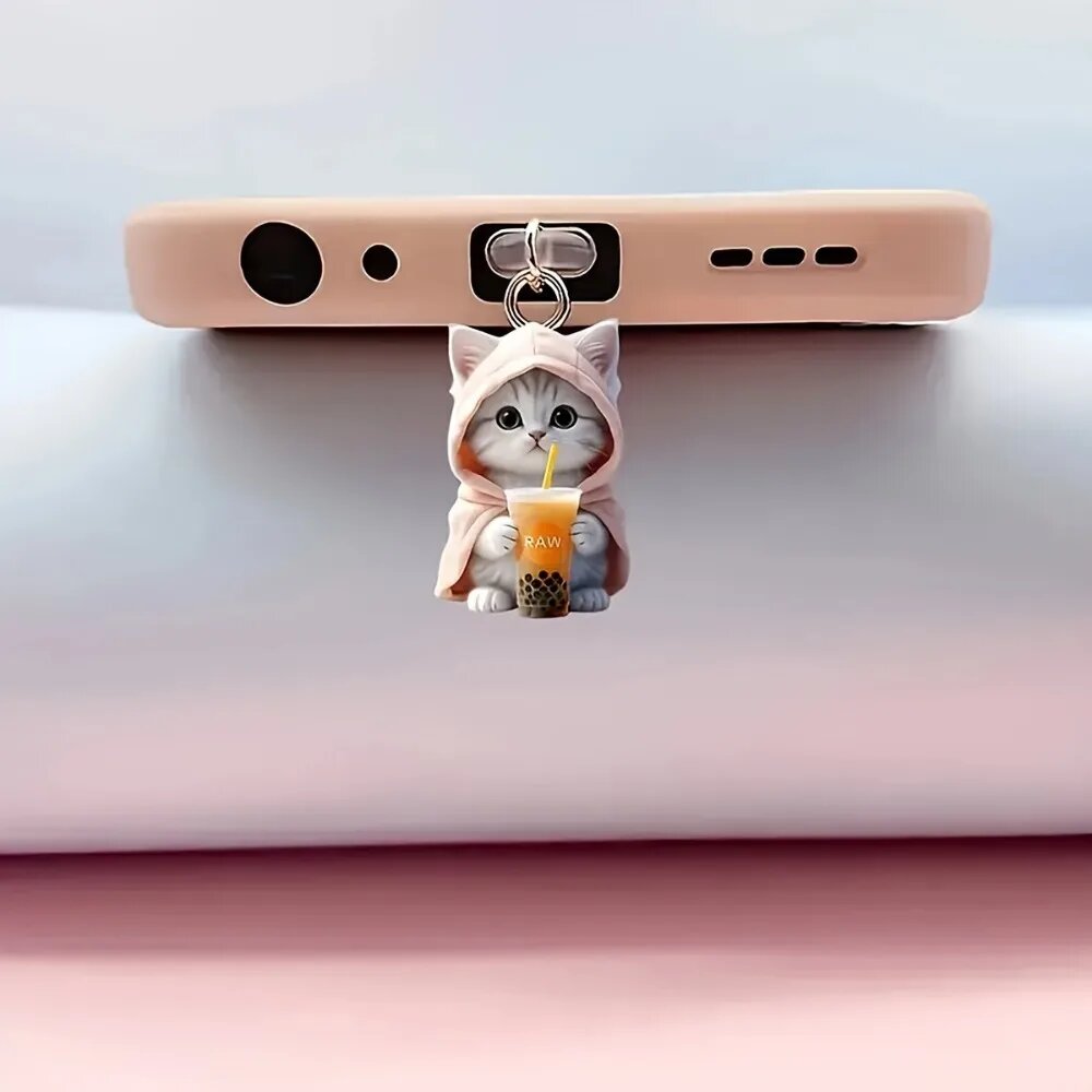 Новая пылезащитная заглушка для мобильного телефона Kawaii, милый котенок, порт зарядки, кошачья пылезащитная заглушка, интерфейс, декоративная пылезащитная крышка, аксессуар, for iPhone — фото 1
