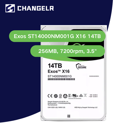 Жесткий диск Seagate 14TB Exos X16 ST14000NM001G 14TB 256MB 7200 обмин 35 24817₽