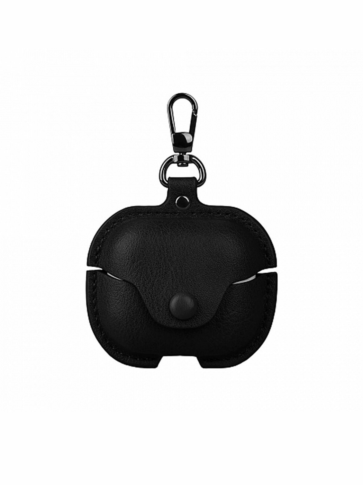 Чехол для наушников Samsung Galaxy Buds 3/3 Pro эко кожа на кнопке с карабином, черный