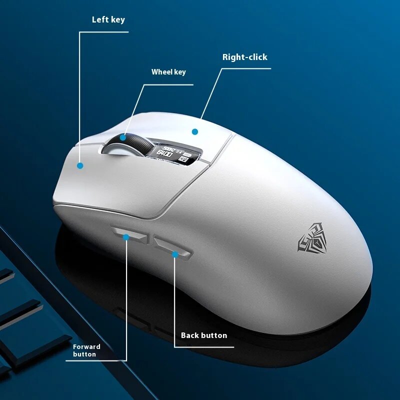 Мышь игровая AULA SC580Pro Pixart PAW, беспроводная, для правой руки, белая