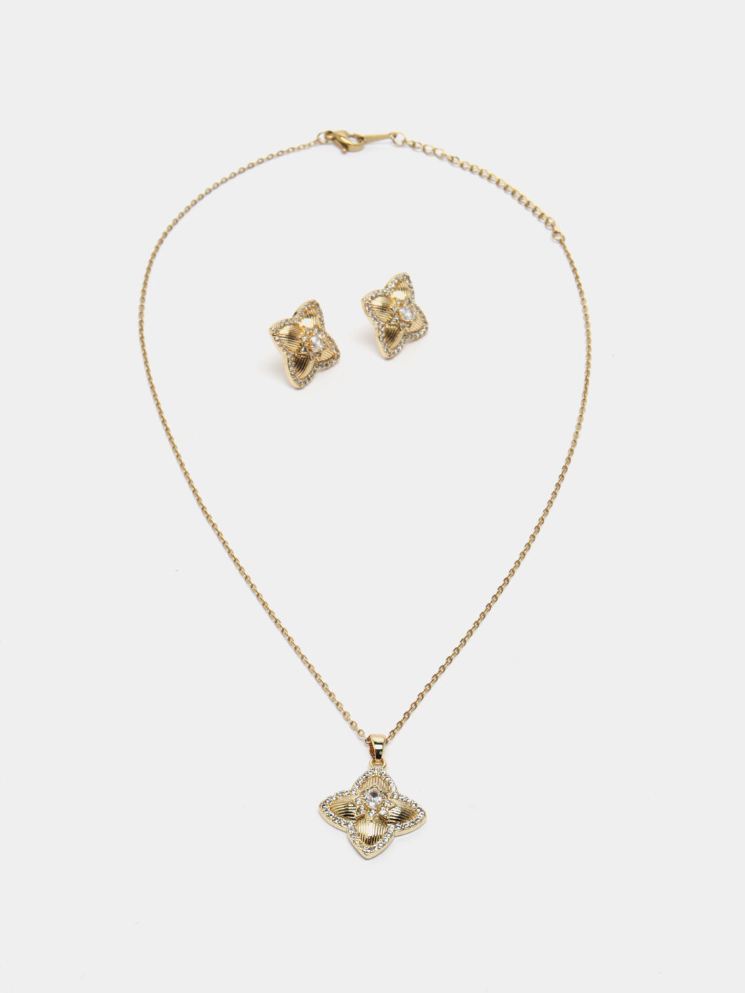 Комплект бижутерии: серьги, пурпурит, Swarovski Zirconia, кварц, цитрин, хрусталь, перламутр синтетический, размер кольца: безразмерное, размер колье/цепочки 19.5 см, бесцветный