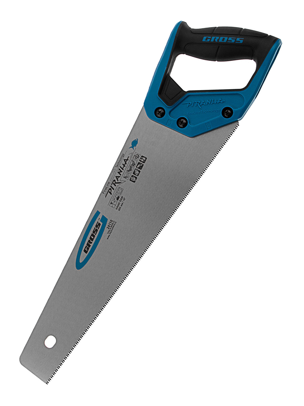 Ножовка по дереву Gross PIRANHA 400 мм 11-12 TPI зуб - 3D каленый зуб 2-х комп. рук-ка 24110