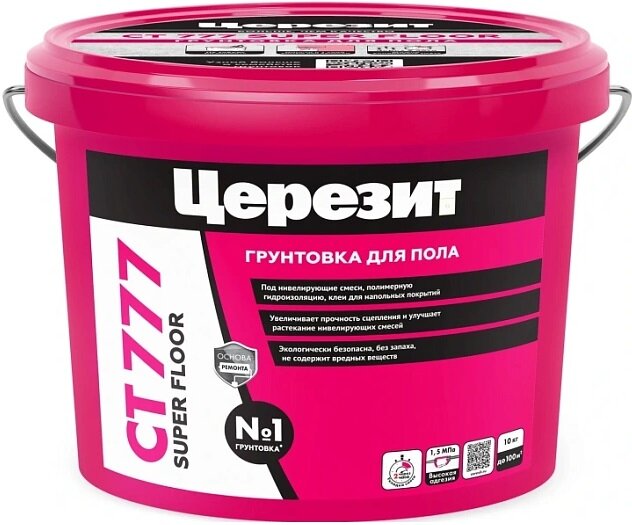 Грунтовка для Пола Ceresit CT 777 Super Floor 10л Белая для Ввпитывающих Минеральных Оснований Пола / Церезит.