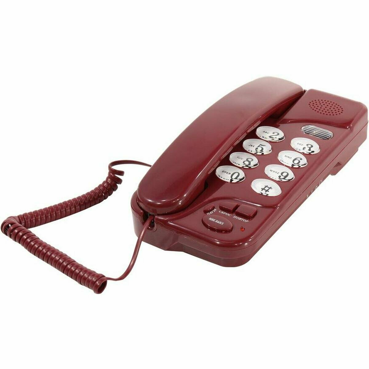 Проводная модель телефона "Вектор 207/05" регулятор громкости звонка темно-бордовая