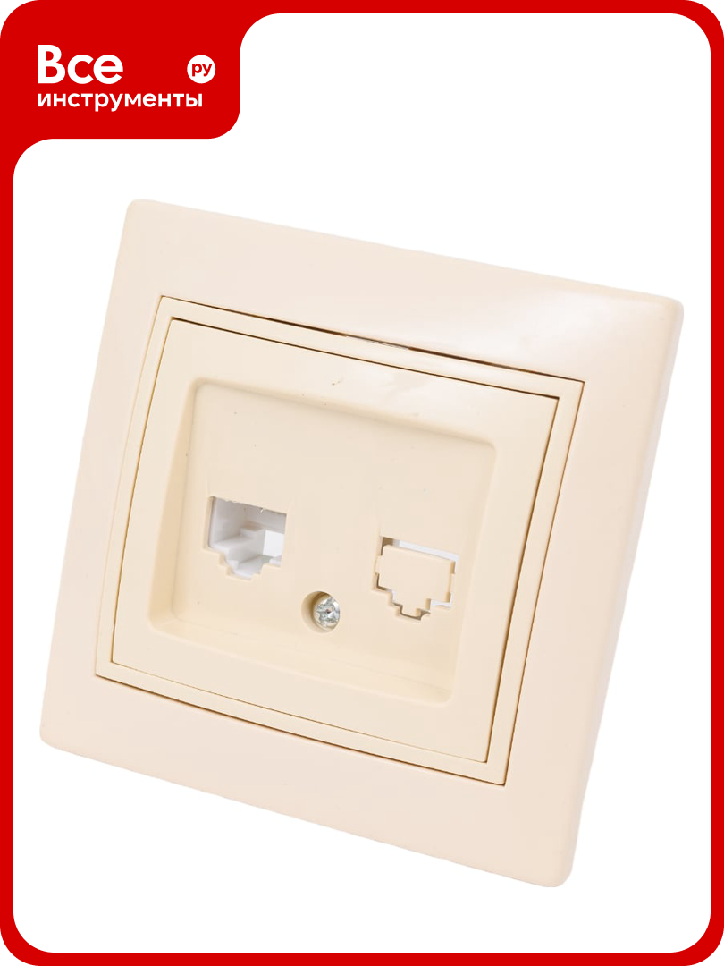 Розетка Intro Plano 1-302-02 телефонная RJ11 IP20 СУ слоновая кость Б0027620