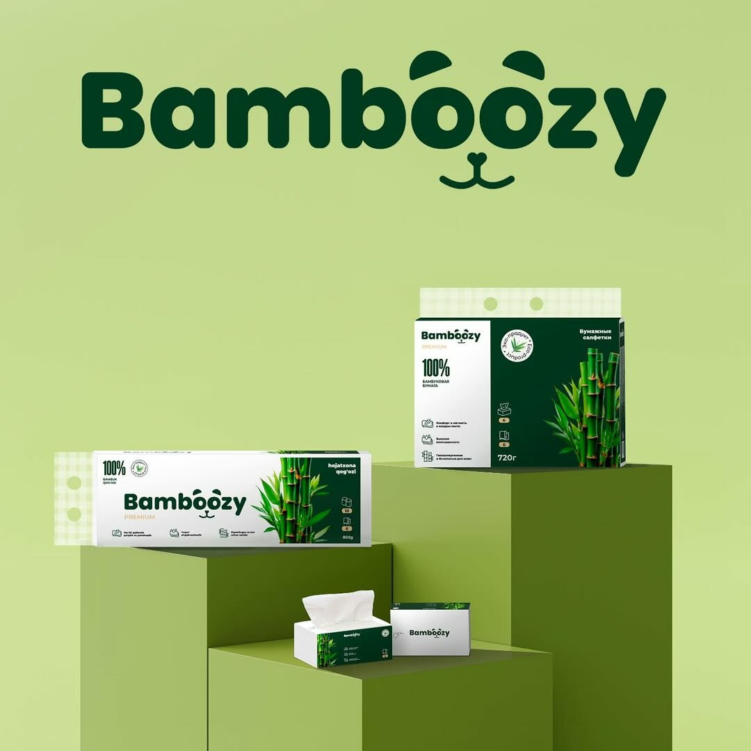 Бумажные салфетки Bamboozy из бамбука, 1 пачка, эко-продукт.