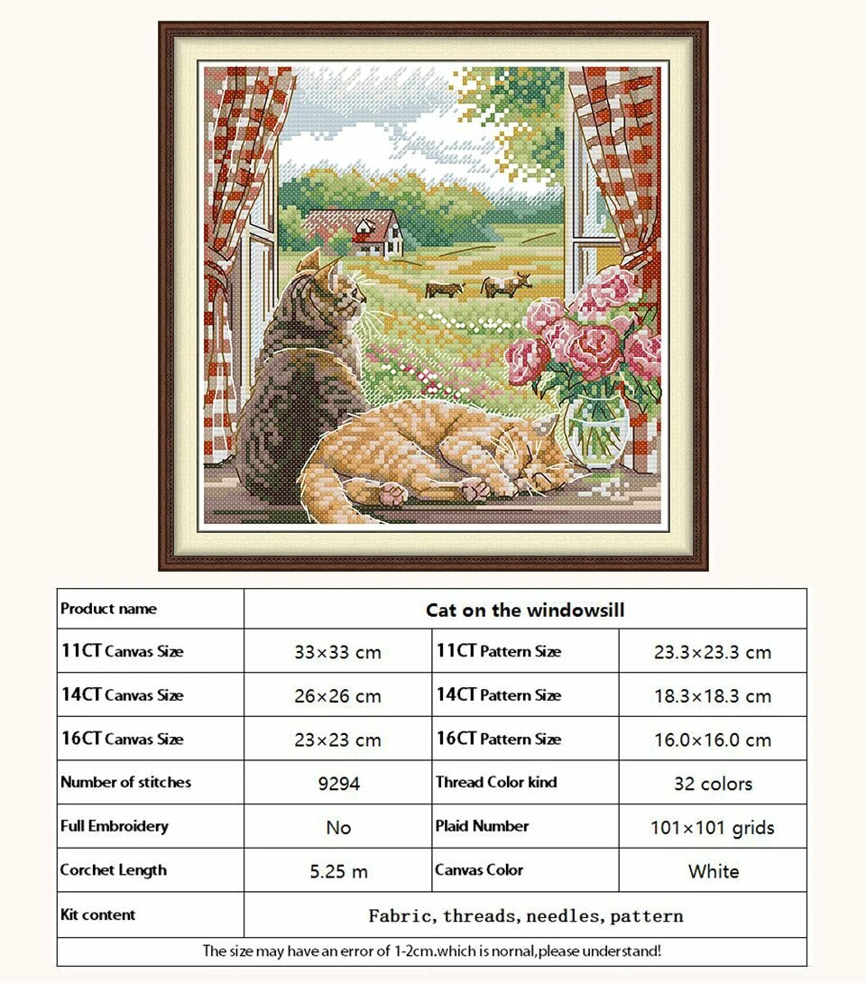 Набор для вышивки крестом "Кошка на подоконнике" DMC, Cat 3, 14CT blank canvas