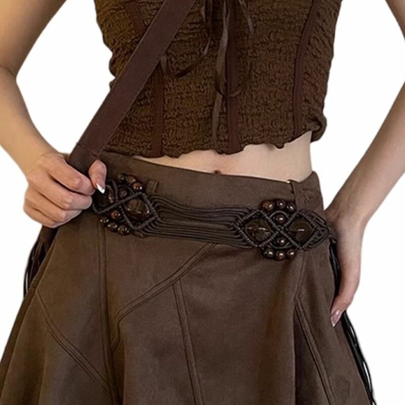 Декоративный пояс из вощеной веревки, кофе