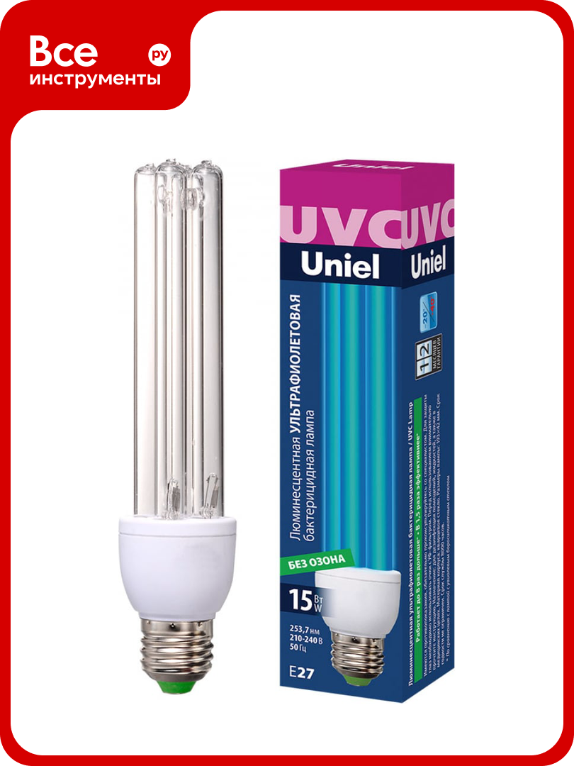 Энергосберегающая бактерицидная лампа Uniel UVCB/E27/CL ESL-PLD-15 UL-00007270