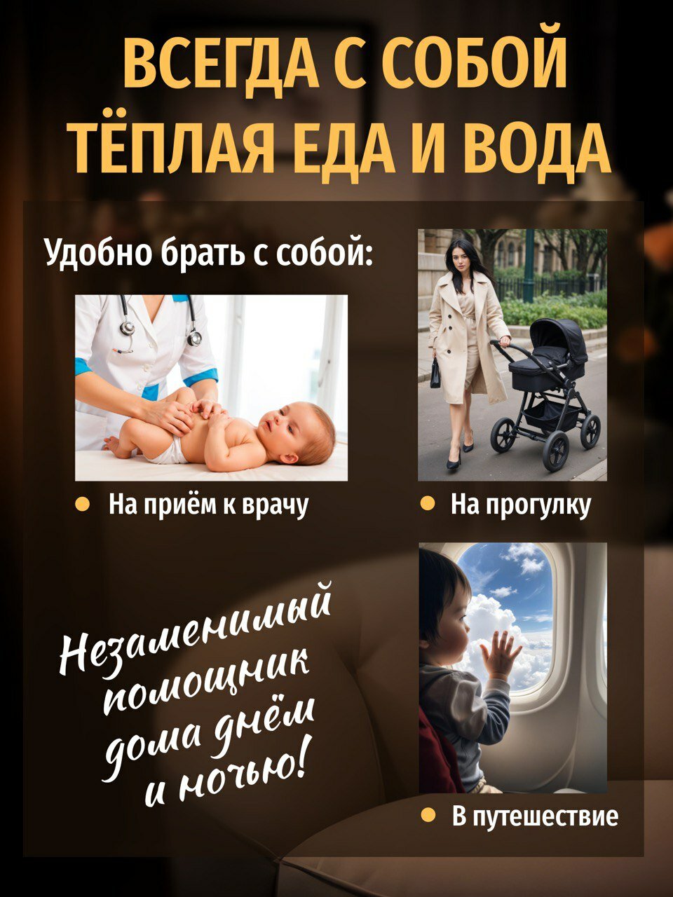 Картинки Подогреватель для бутылочек ЧЕРСИ Маркет, портативный, 8000 мАч с ночником, 6 температурных режимов