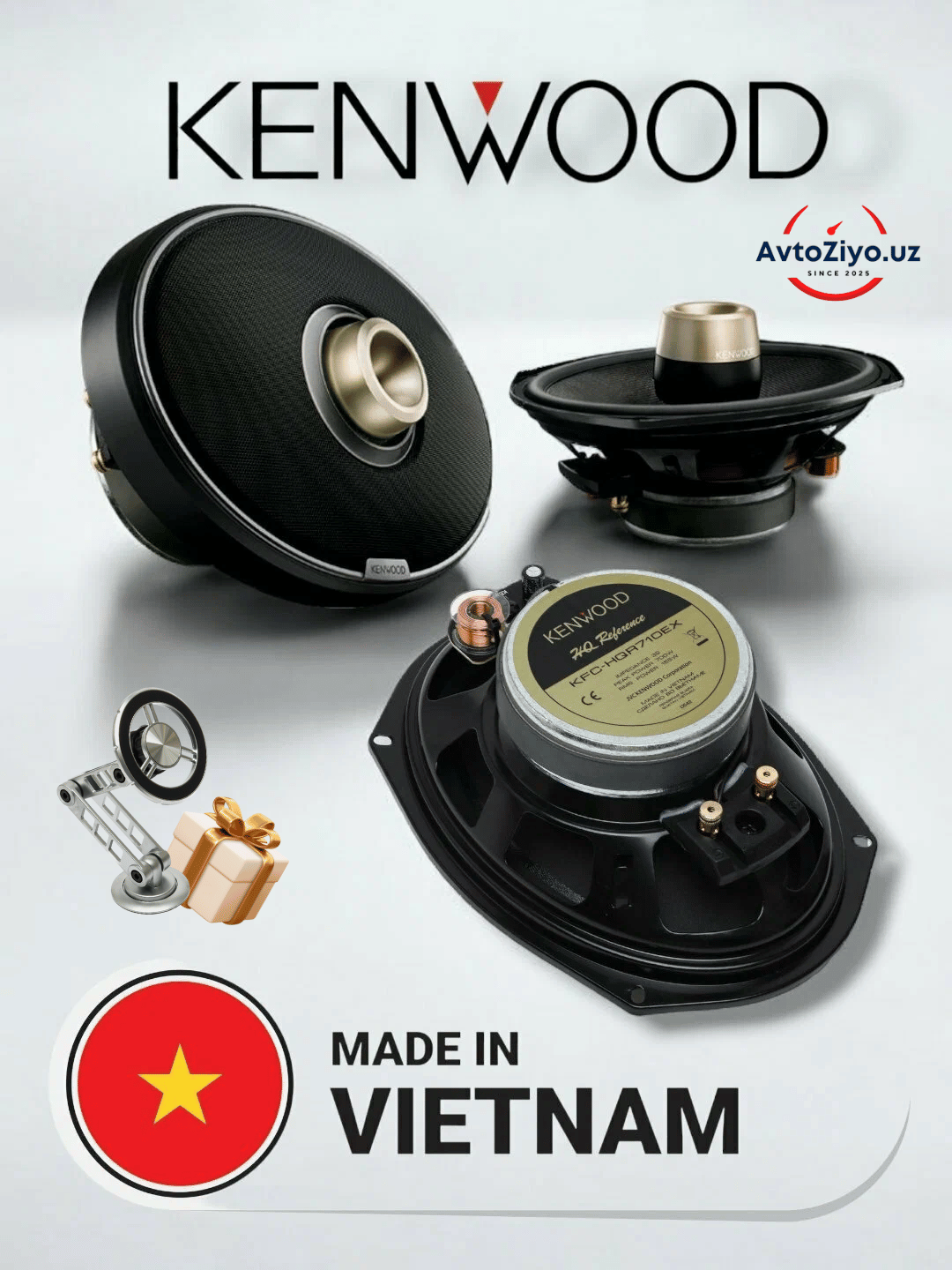Колонки автомобильные Kenwood KFC-HQ710EX VETNAM, коаксиальные, 7х10 дюймов, 3 полосы, 700Вт
