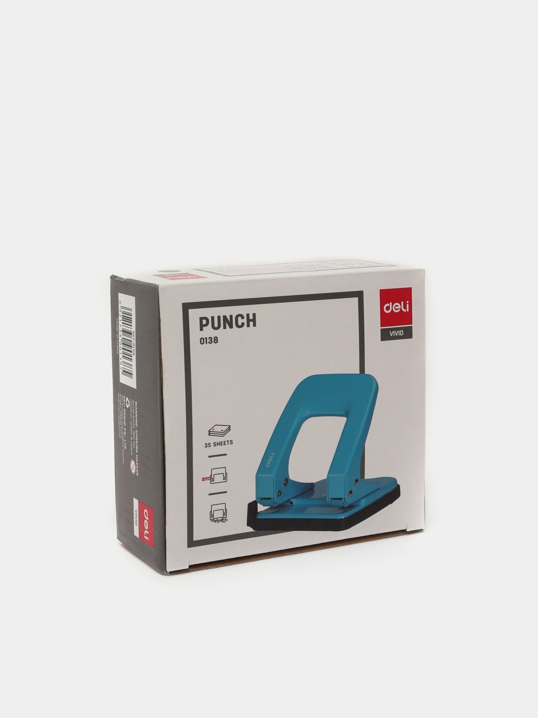 Дырокол Deli "Vivid", 0137, контейнер для мусора, зелёный, 2 отверстия — фото 1