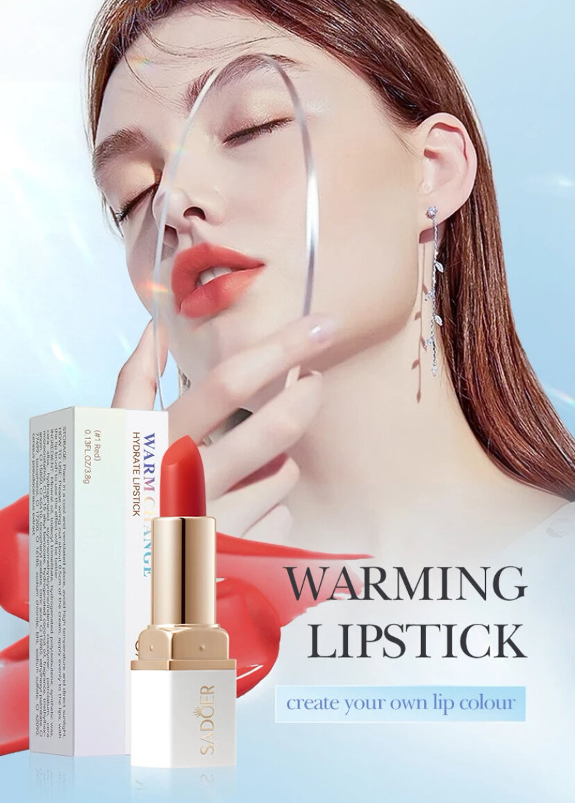 Помада SADOER "Lip Charm", эффект объема, кремовая, питательная
