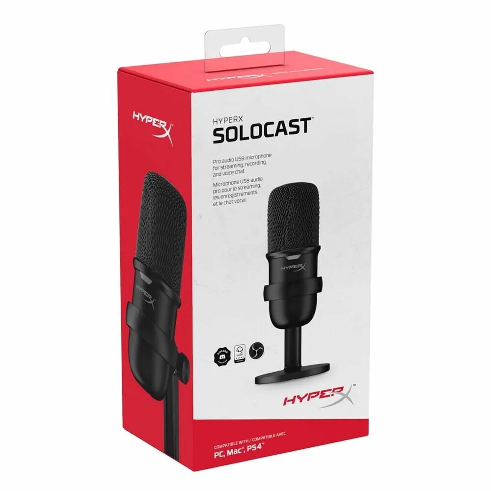 Микрофон игровой (для стриминга) HyperX SoloCast черный
