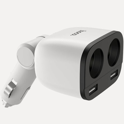 Изображение товара Разветвитель прикуривателя на 2 USB + 2 прикуривателя (display), Z28, HOCO, белый