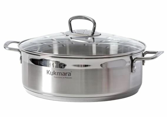 Сотейник 26 см KUKMARA ORION ORN-STP4026G нерж. сталь крышка стекло комбинированная полировка