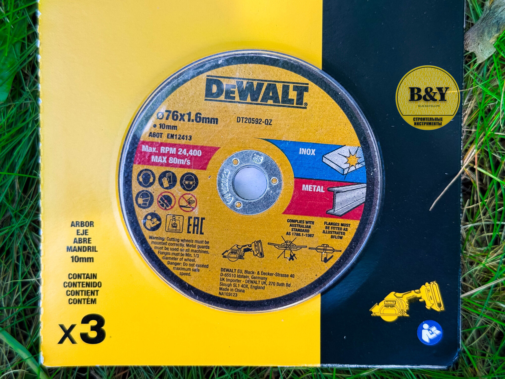 Отрезной диск DEWALT по металлу 3 шт DT20592, металл, 76мм х9.5 — фото 1