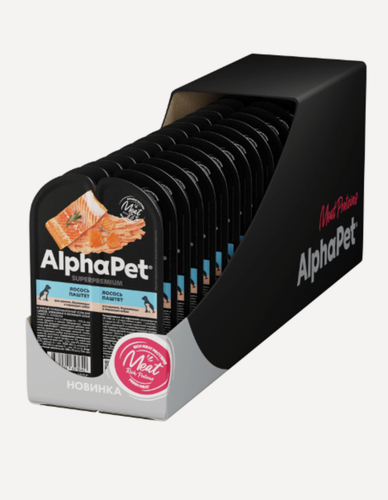 Изображение товара Влажный корм для щенков AlphaPet Superpremium паштет с лососем, упаковка 15 шт х 100 гр