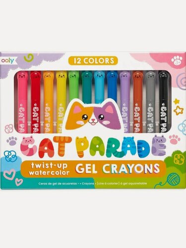 Изображение товара OOLY механические акварельные гелевые мелки "Котята" 12 цветов с выкручивающимся стержнем