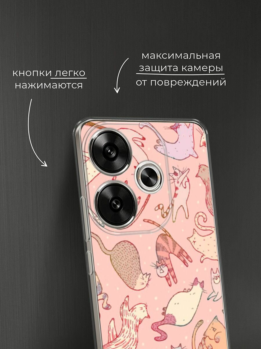 Чехол на Xiaomi Redmi Turbo 3/Poco F6 / Редми Турбо 3/Поко F6 с принтом "Розовое счастье" — фото 1