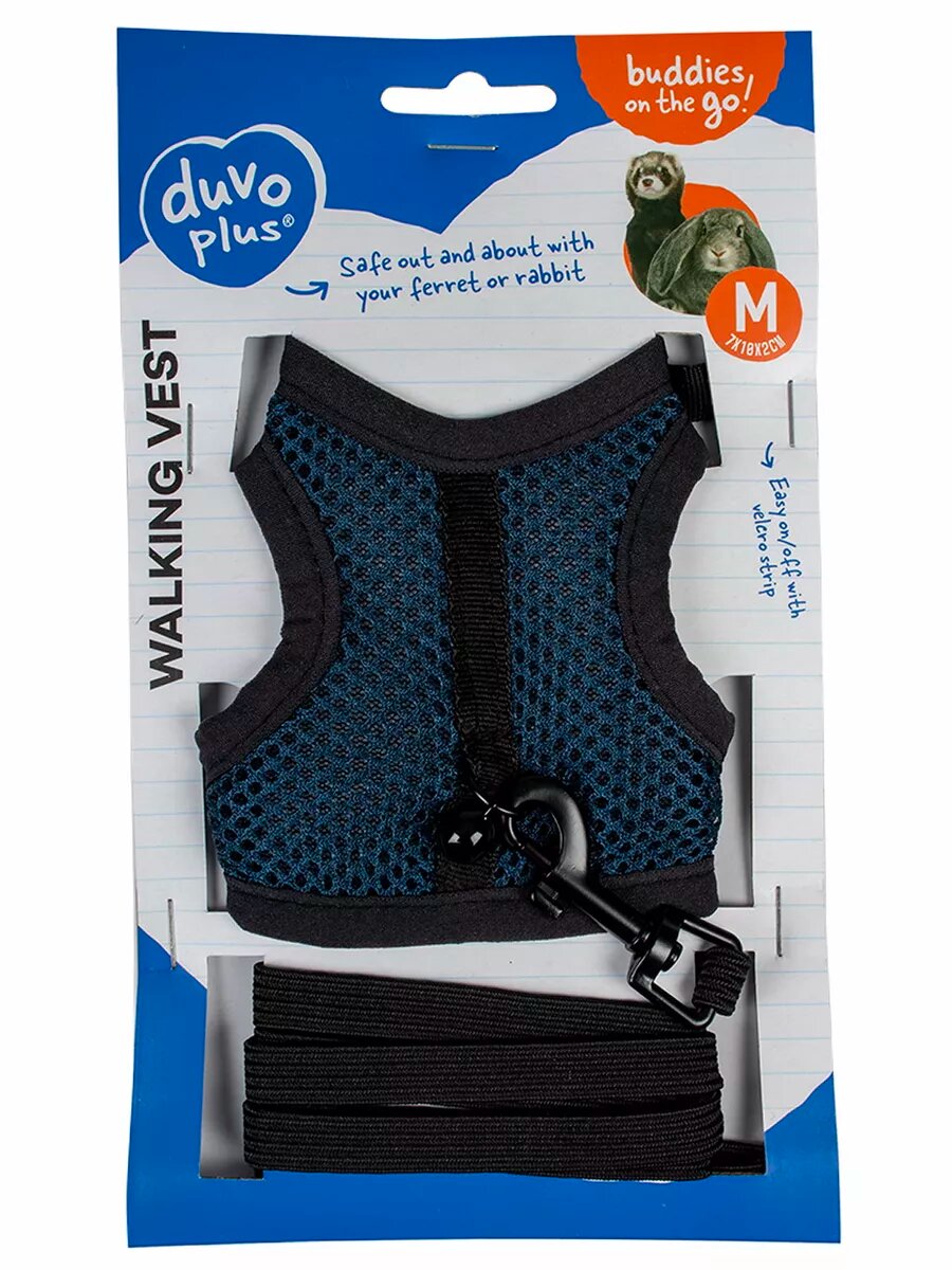 Шлейка для грызунов "Walking Vest" синяя М