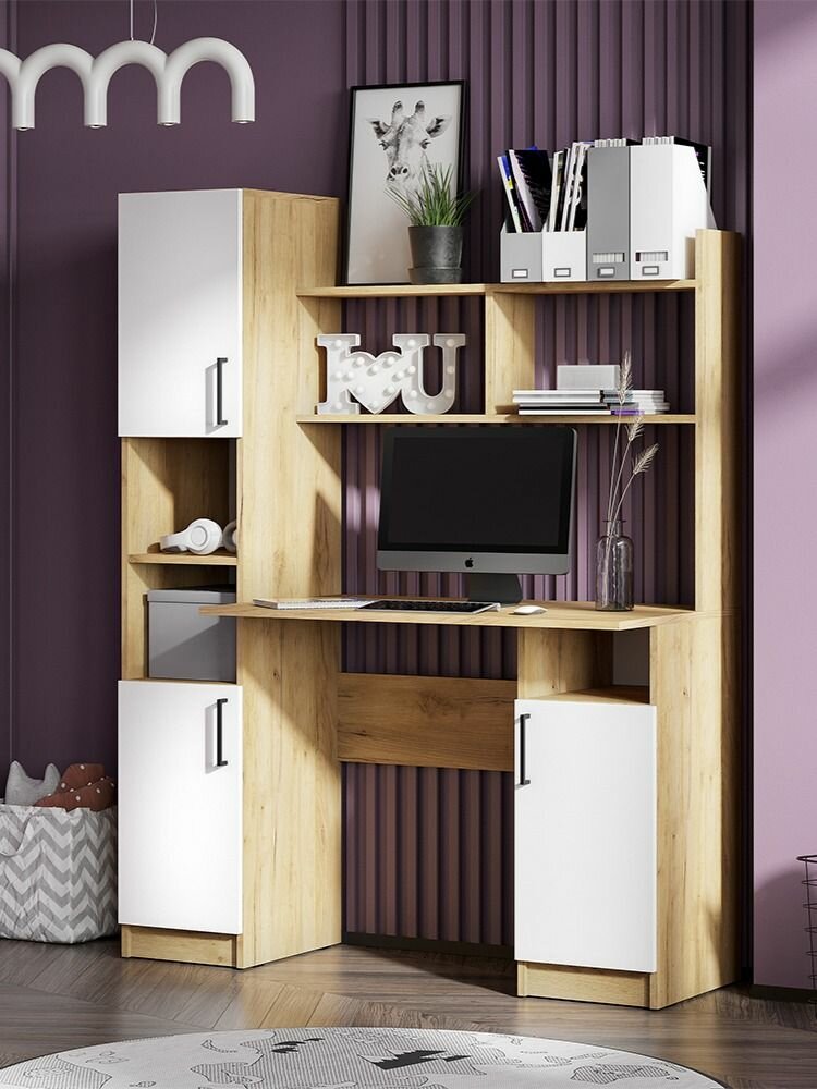 Стол компьютерный "СТК 13" Дуб Золотой/Белый