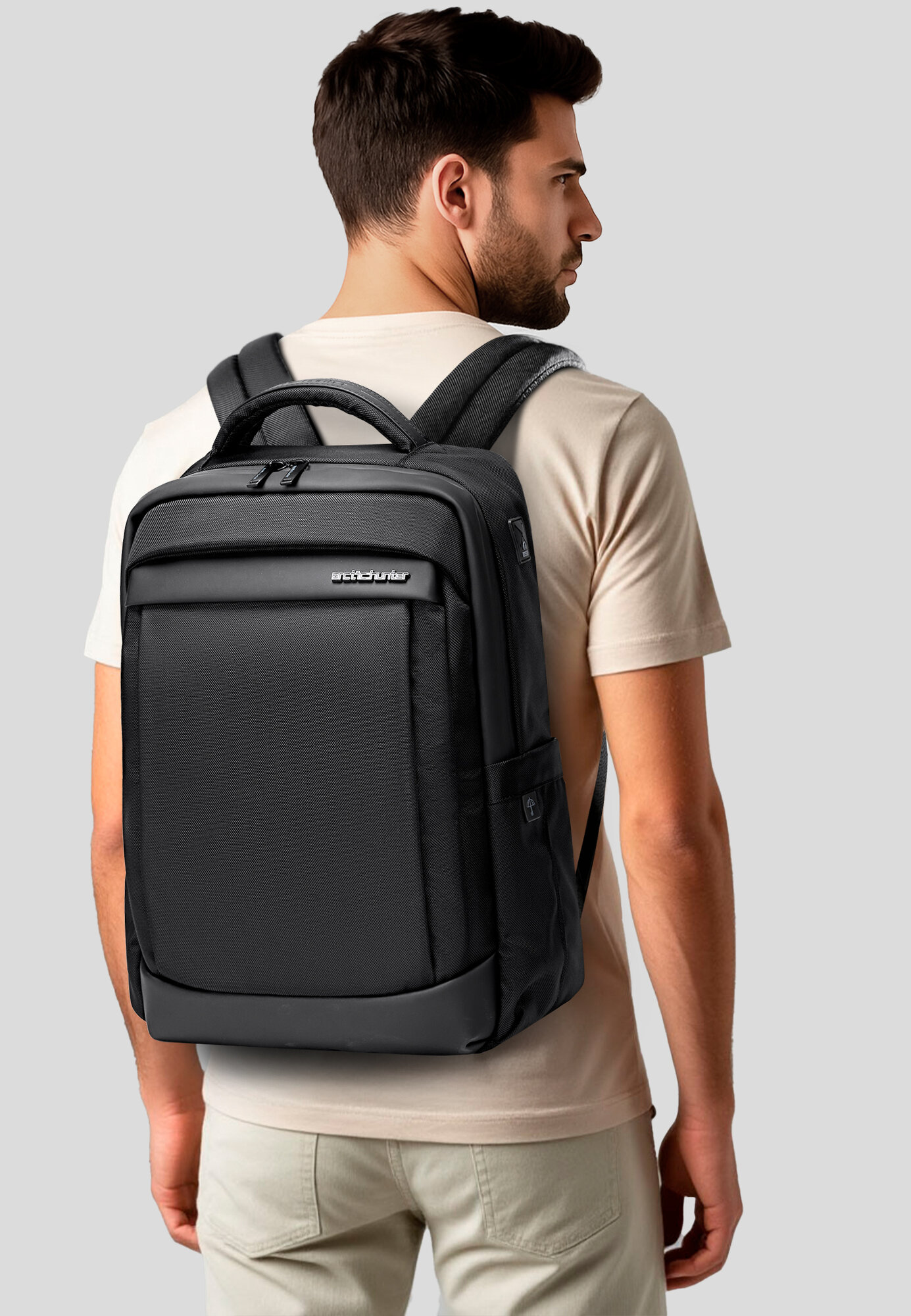 Рюкзак мужской городской B00478, спортивный, черный, 13,5 л, ноутбук 15, ручная кладь, женский для путешествий