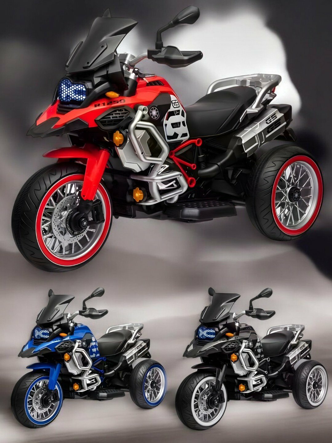 Электромотоцикл Audi BIGG, 2 мотора, задний ход, до 80кг, от 2-9 лет, звуковые эффекты