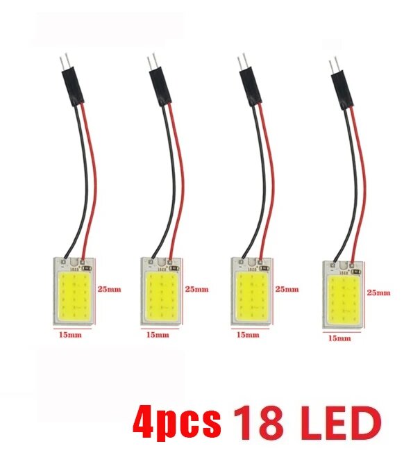 4x LED 18 SMD COB T10 BA9S, желтый, 12V