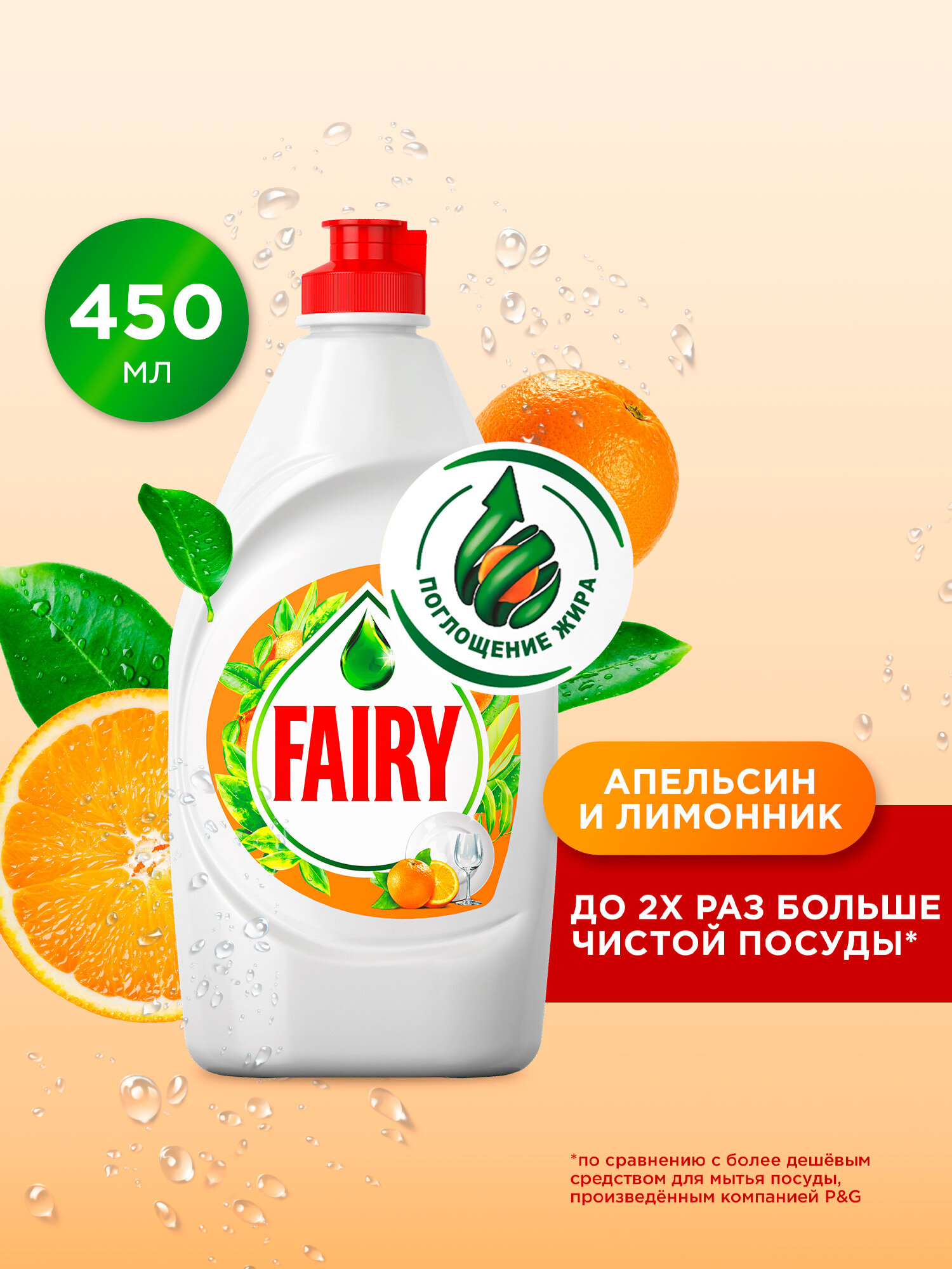 Средство для мытья посуды Fairy Апельсин и лимонник 450 мл.
