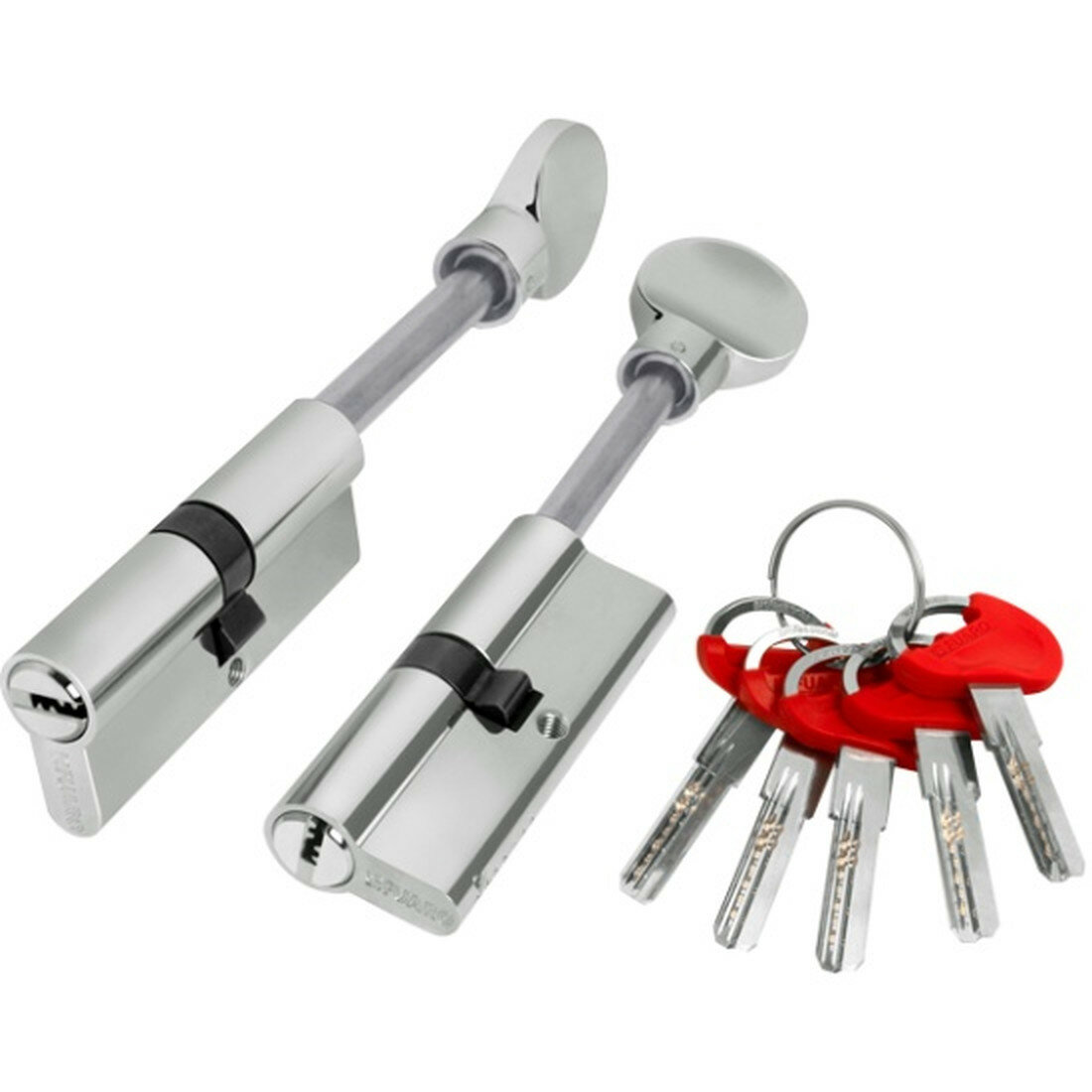 Цилиндровый механизм Fuaro (D-PRO507) D-PRO5007 Tang 100 (65+10+25) CP хром 5Key со штоком