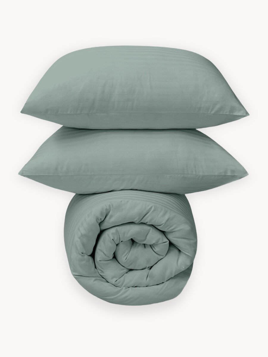 Постельное белье The Дом Евро, Полисатин страйп, наволочки 50х70 см, Jadeite