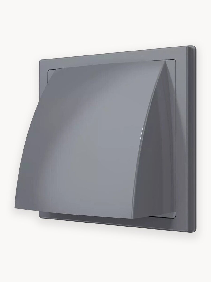 Выход стенной с фланцем ERA 1515К12,5ФВ, 125 мм 150х150 мм, обр. клапан, серый