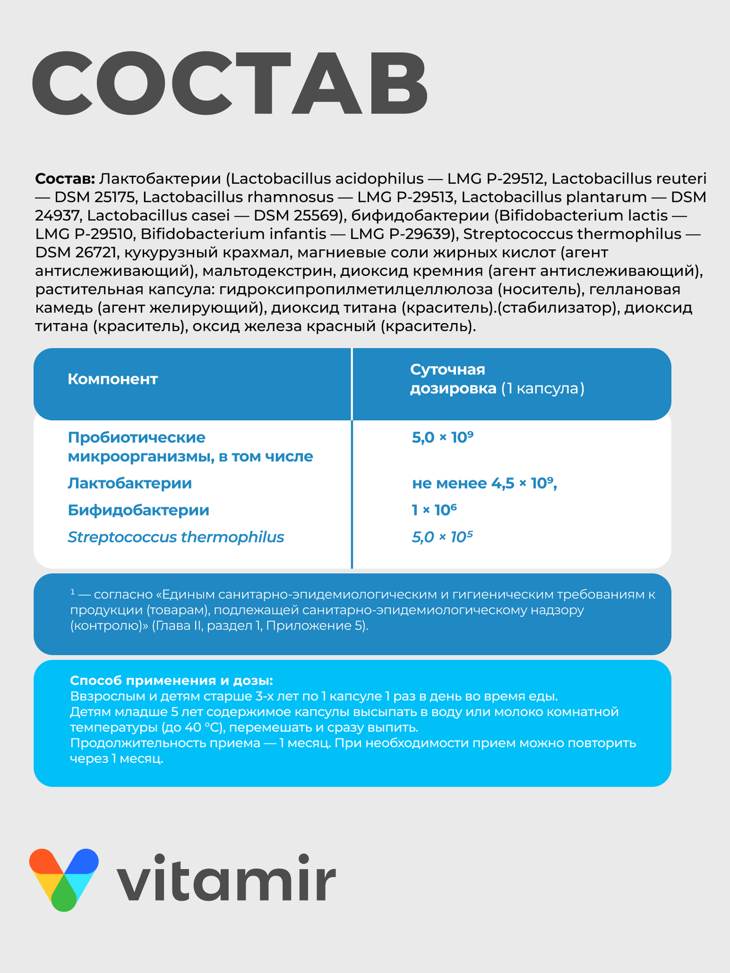 Изображение Пробифиактив Синбиотик VITAMIR PRO / Пробиотики для взрослых + пребиотики / 60 капсул