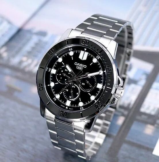 Наручные часы CASIO, серебряный, черный — фото 1