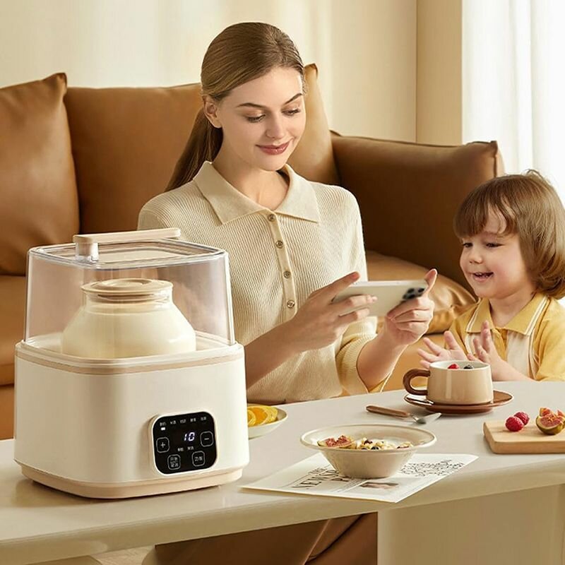 Изображение Йогуртница, белый, сенсорное управление, 2 баночки, 1,0л + 2,0л