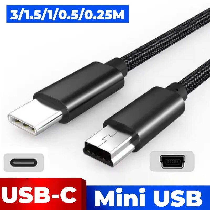 Кабель-адаптер USB Type C к Mini USB Кабель для зарядки Разъем для передачи данных Type-c Мини-USB-кабель для камеры MP3 MacBook Pro HDD, check note, 0.25M
