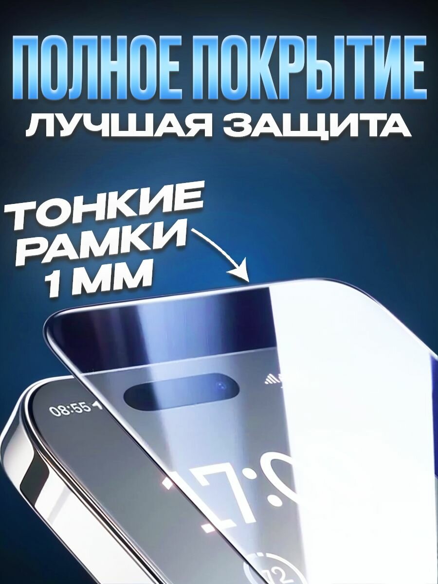Самоклеящееся стекло защитное антишпион, противоударное для iPhone 15 — фото 1