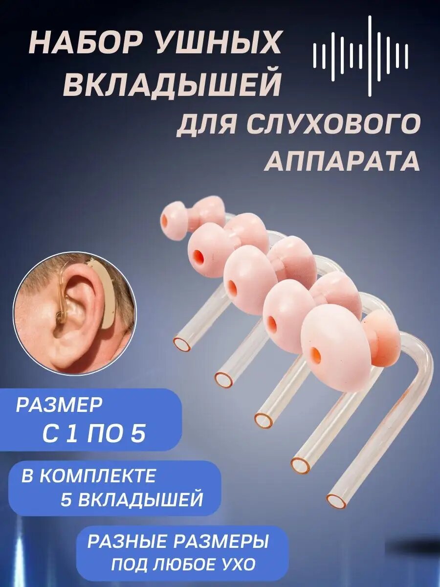 Набор ушных вкладышей ИстокАудио с  1 по  5 для слуховых аппаратов 5шт