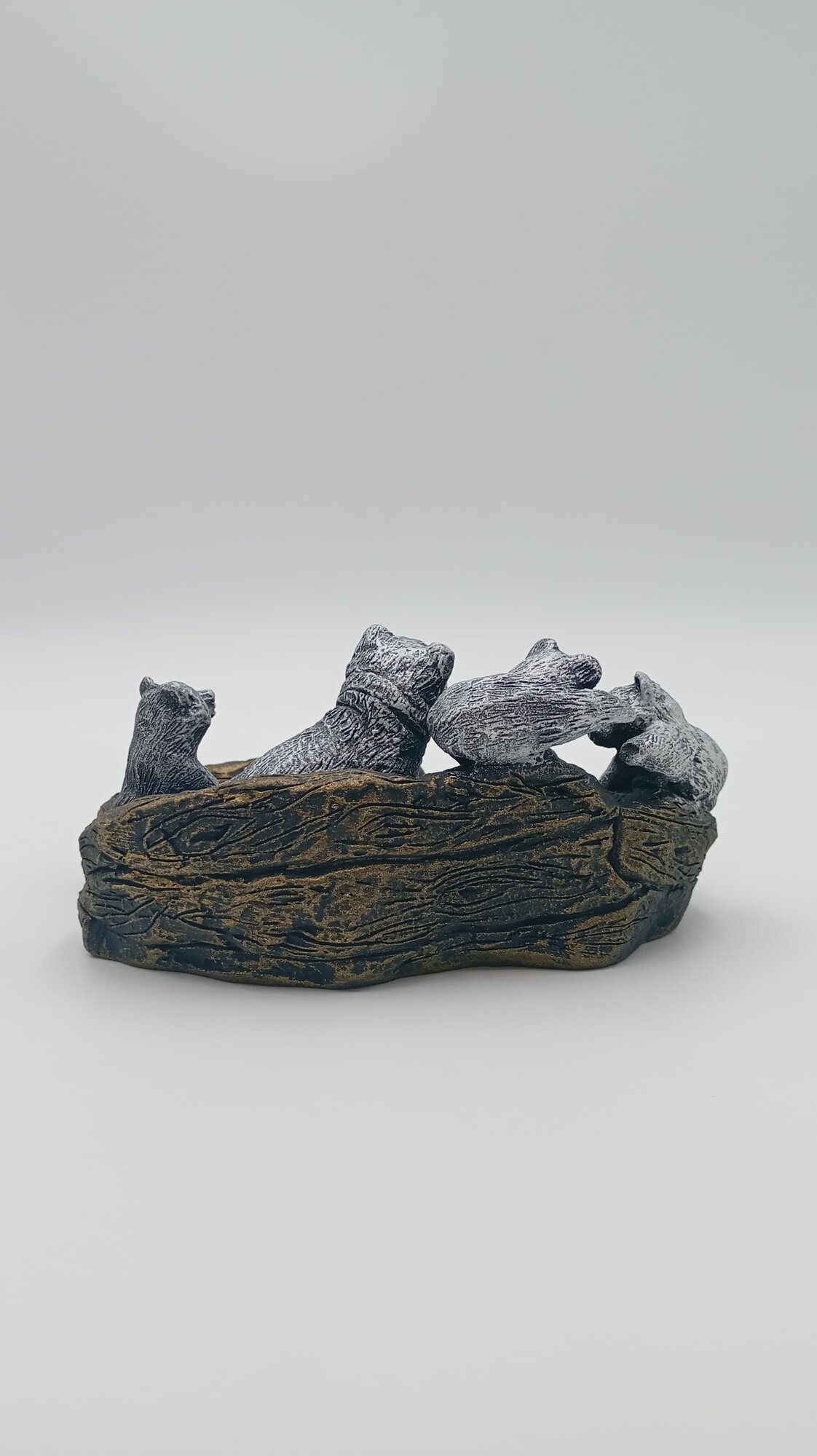 Фигурка Present61 "Медведи", поли стоун, серебристая, 20x20x14см — фото 1