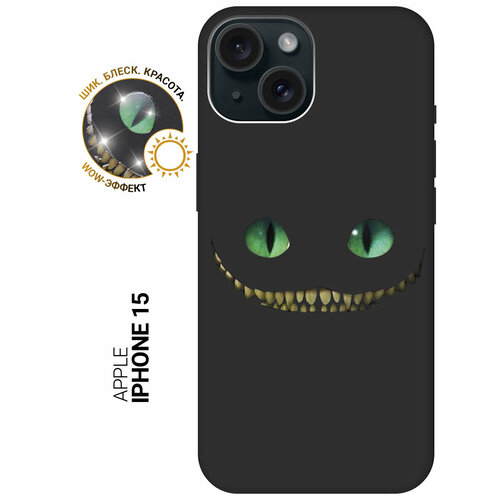 фото Силиконовый чехол на apple iphone 15 / эпл айфон 15 с рисунком "cheshire cat" soft touch черный slvgo