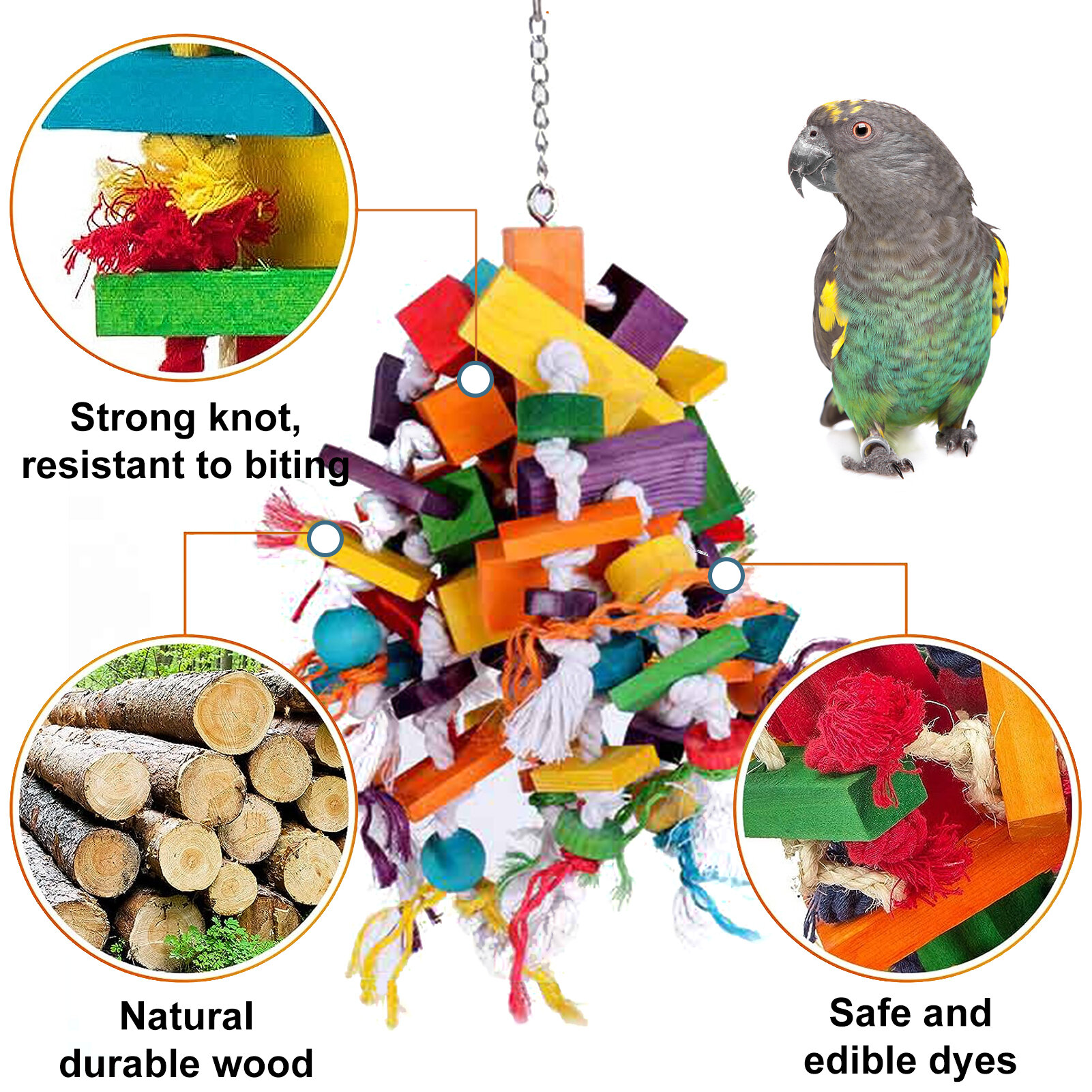 Игрушка для жевания из натурального дерева для крупных и средних птиц. Безопасные и экологически чистые игрушки для попугаев какаду амазонских попугаев. Инструмент для жевания птиц. Снижает тревожность повышает интерес. Подходит для клеток для